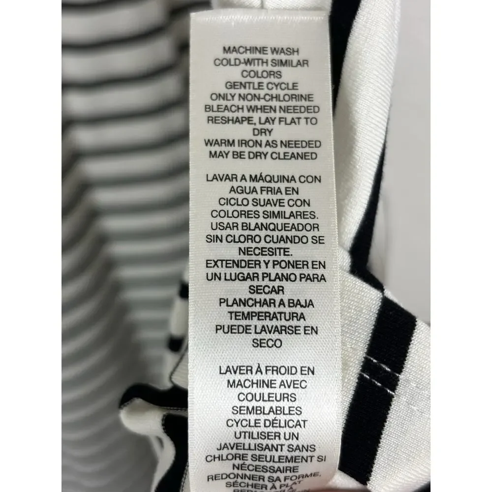 NEW Chicos Women’s Skirt Sz 2/Large Black White Striped Comfort Stretch Vacation